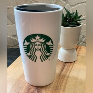 STARBUCKS | Classic White Ceramic Travel Mug  | Mermaid Logo  |  2021